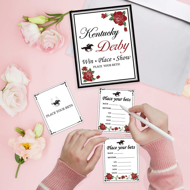 ANGOLIO Race Horse Party Supplies, 40Pcs Betting Card for Guess Who will Win the First on Horse Racing, Win Place Show Ticket Play Your Bets Card Derby Invitation Guessing Game supplies - Image 5